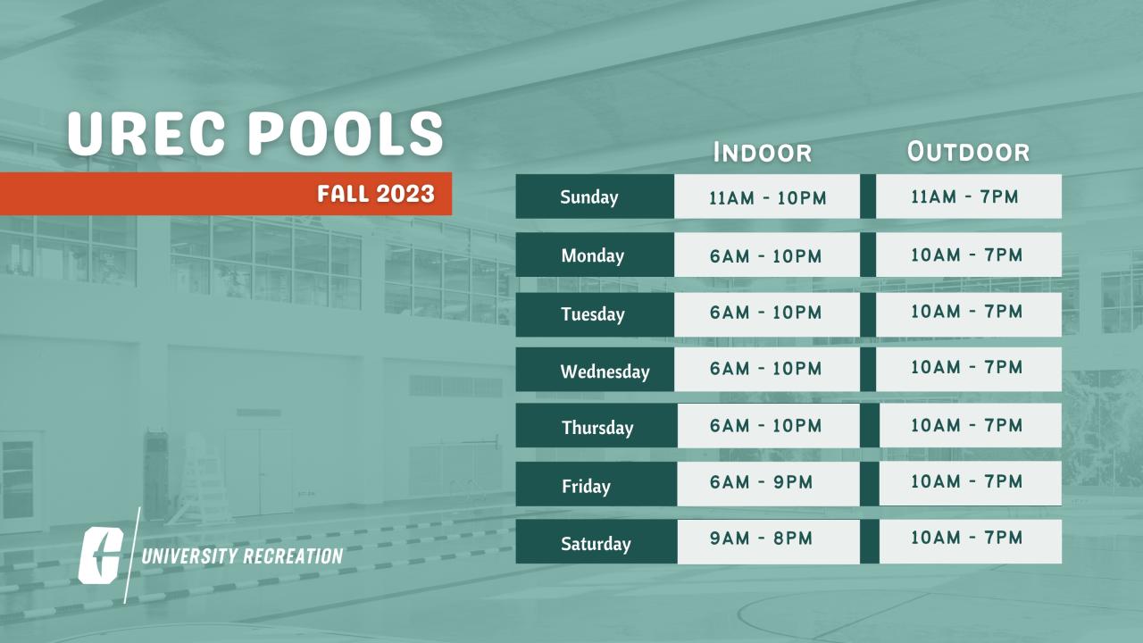 Check out our pool 2023 building hours. Click here.
