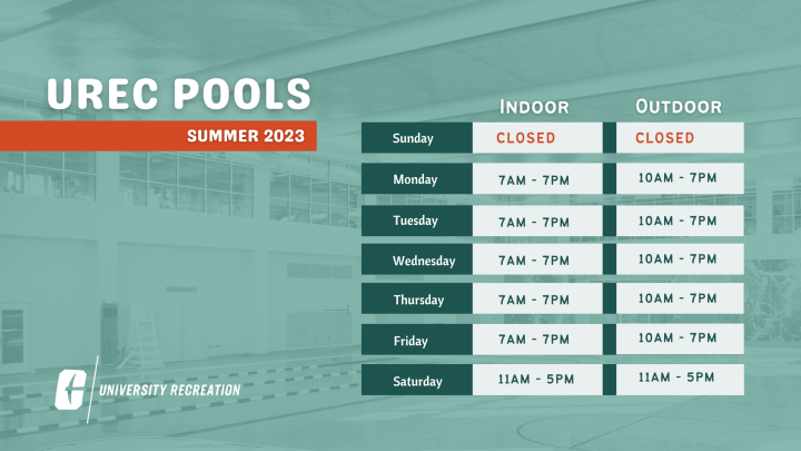 Check our summer pool hours for the indoor and outdoor pool.