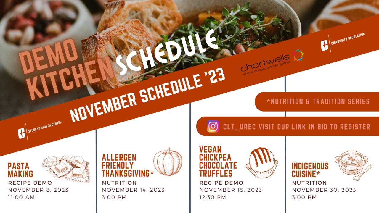 Check out our november demonstration kitchen schedule!