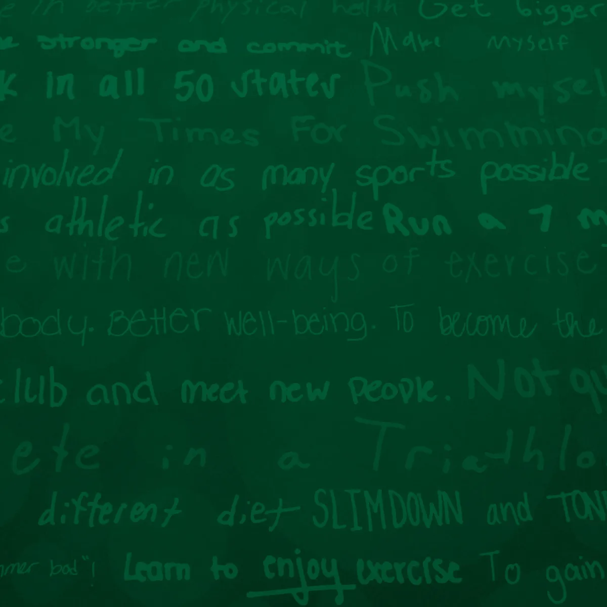 Pattern consisting of written health-related goals in student handwriting