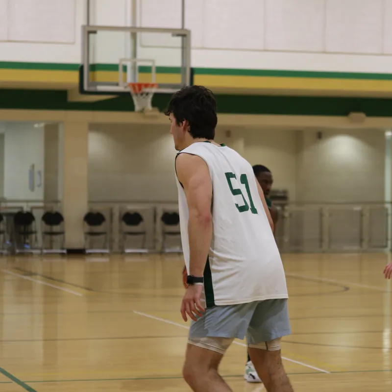 There are multiple courts on campus to play pick-up basketball.