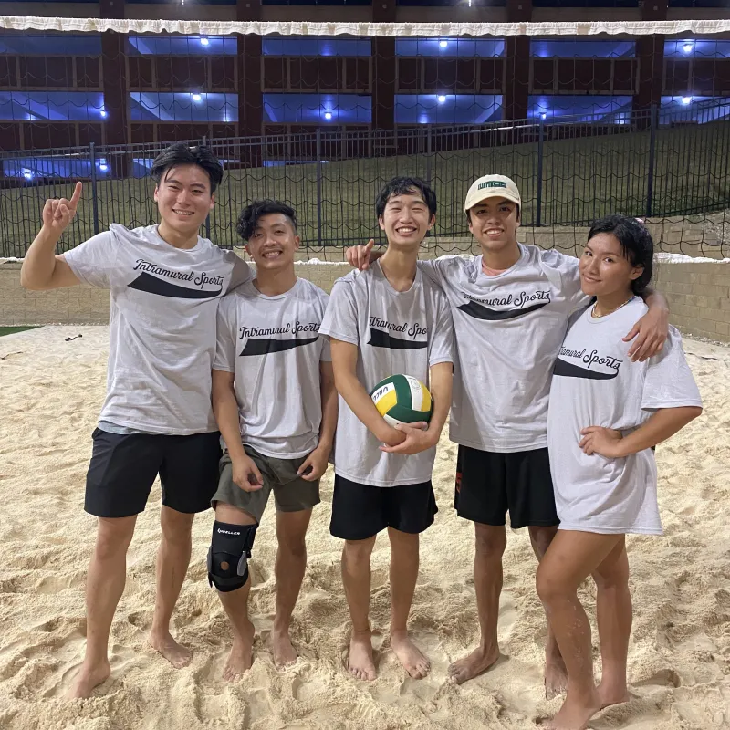 We host sand volleyball tournaments at least once a year.